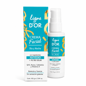 Crema Facial de Día y Noche con Q10, Avena, Caléndula y Vitamina E Ligne D’Or 2.04 oz - 60 g